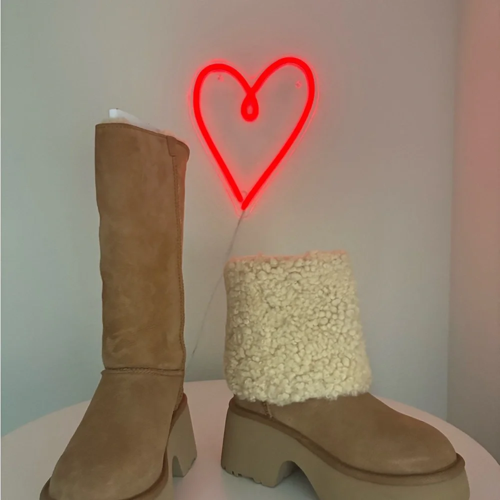 UGG Brown and Cream Shearling Boots - Picture 2 of 3